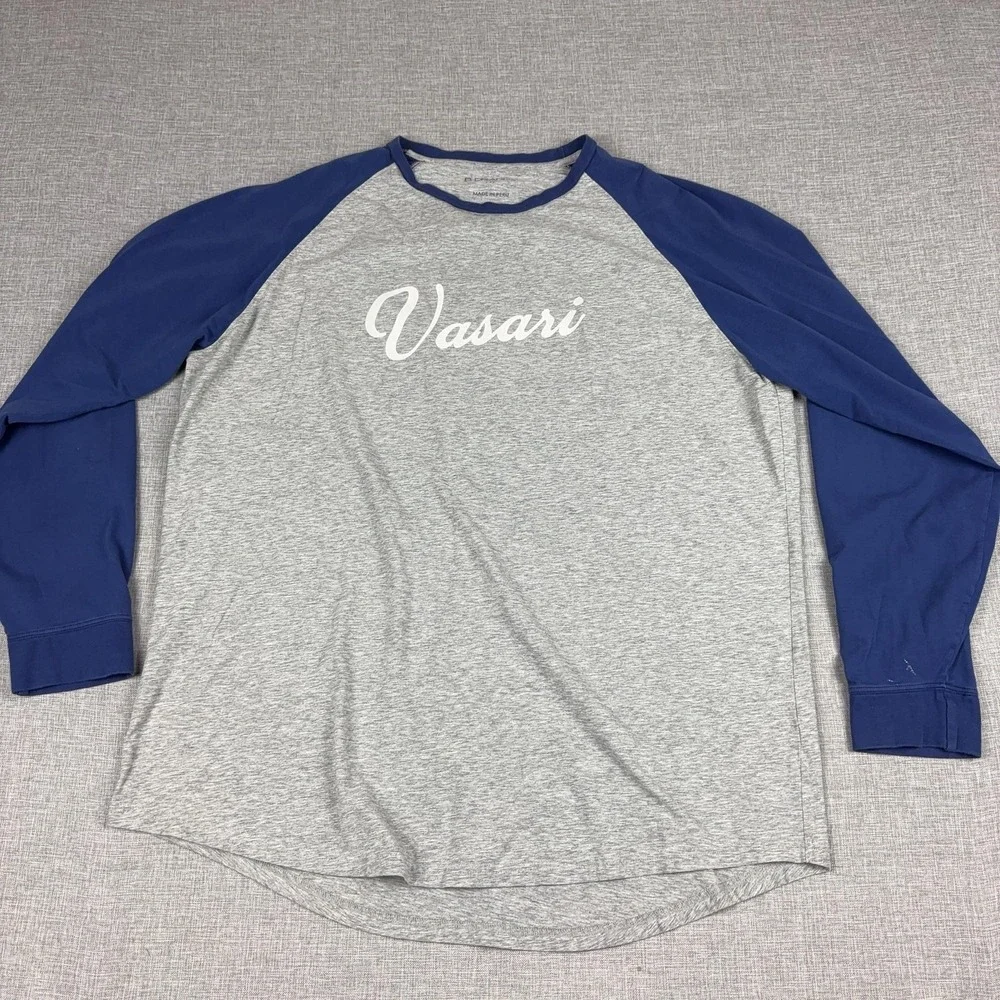 B. Draddy Shirt Mens 2XL Gray Vasari Raglan Long Sleeve Baseball Tee Tagless